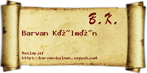 Barvan Kálmán névjegykártya